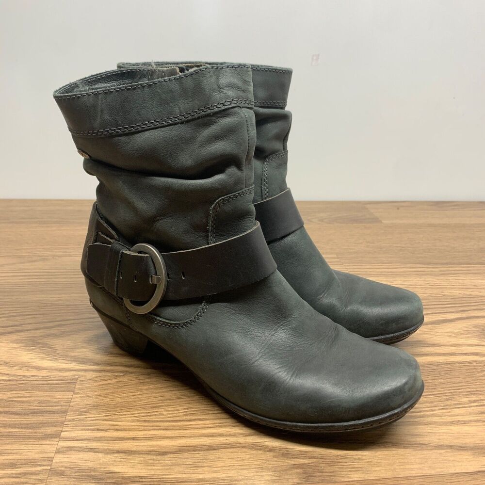 PIKOLINOS Slouch Boot Bootie Leather, size 37 US Womens Size 7 Reg - Slate Grey